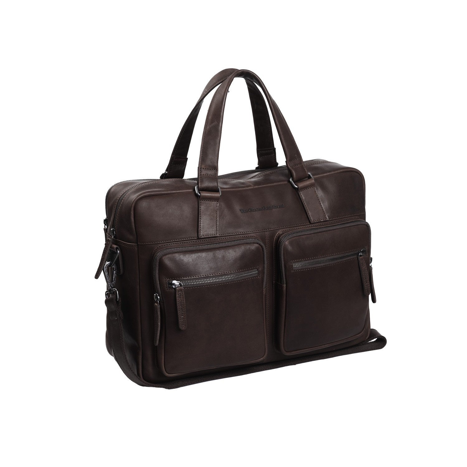 Brown Leather Laptop Bag Misha, front view