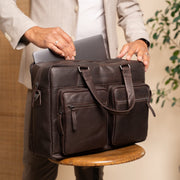 Brown Leather Laptop Bag Misha, product view 3