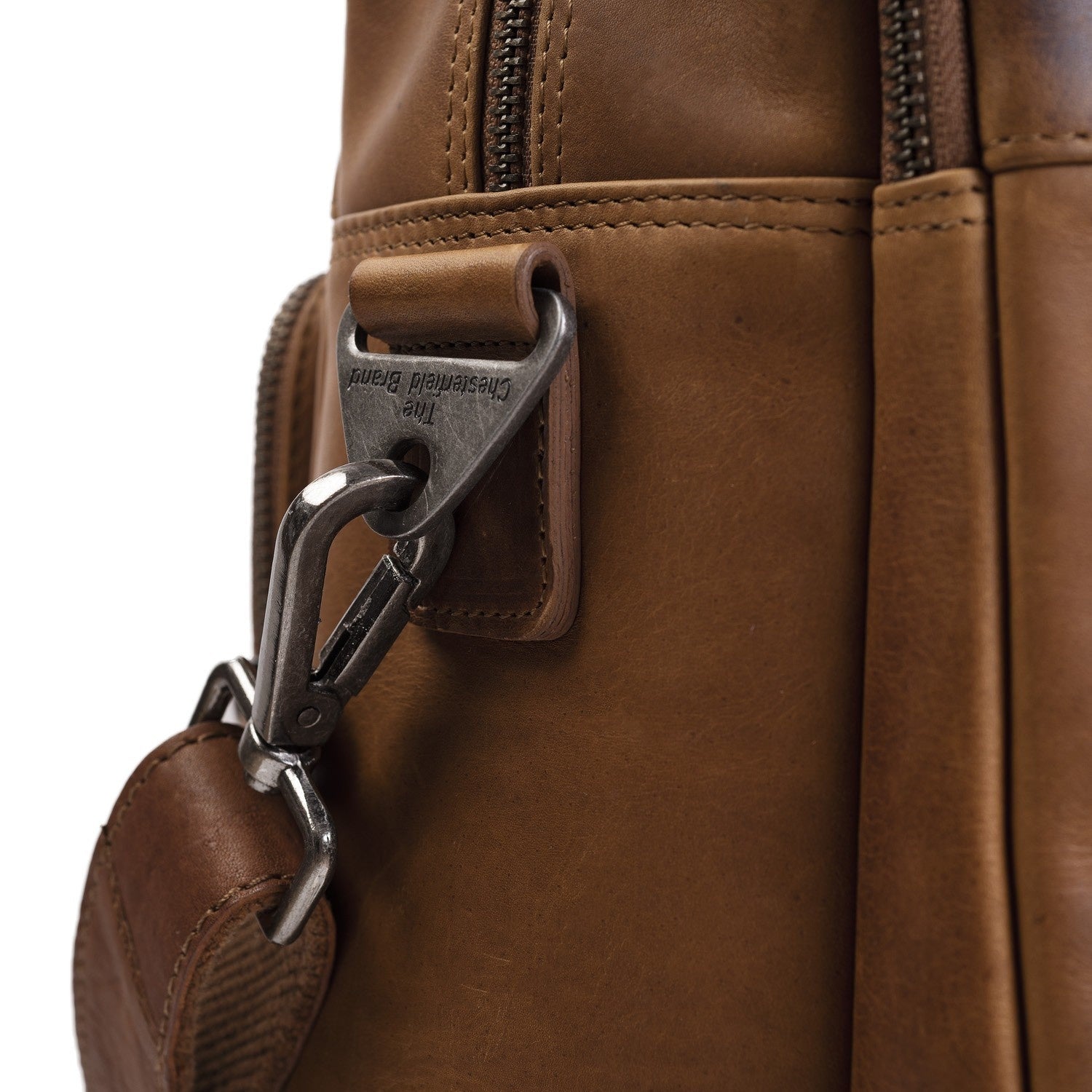 Cognac Leather Laptop Bag Misha, detail view 1