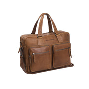 Cognac Leather Laptop Bag Misha, front view