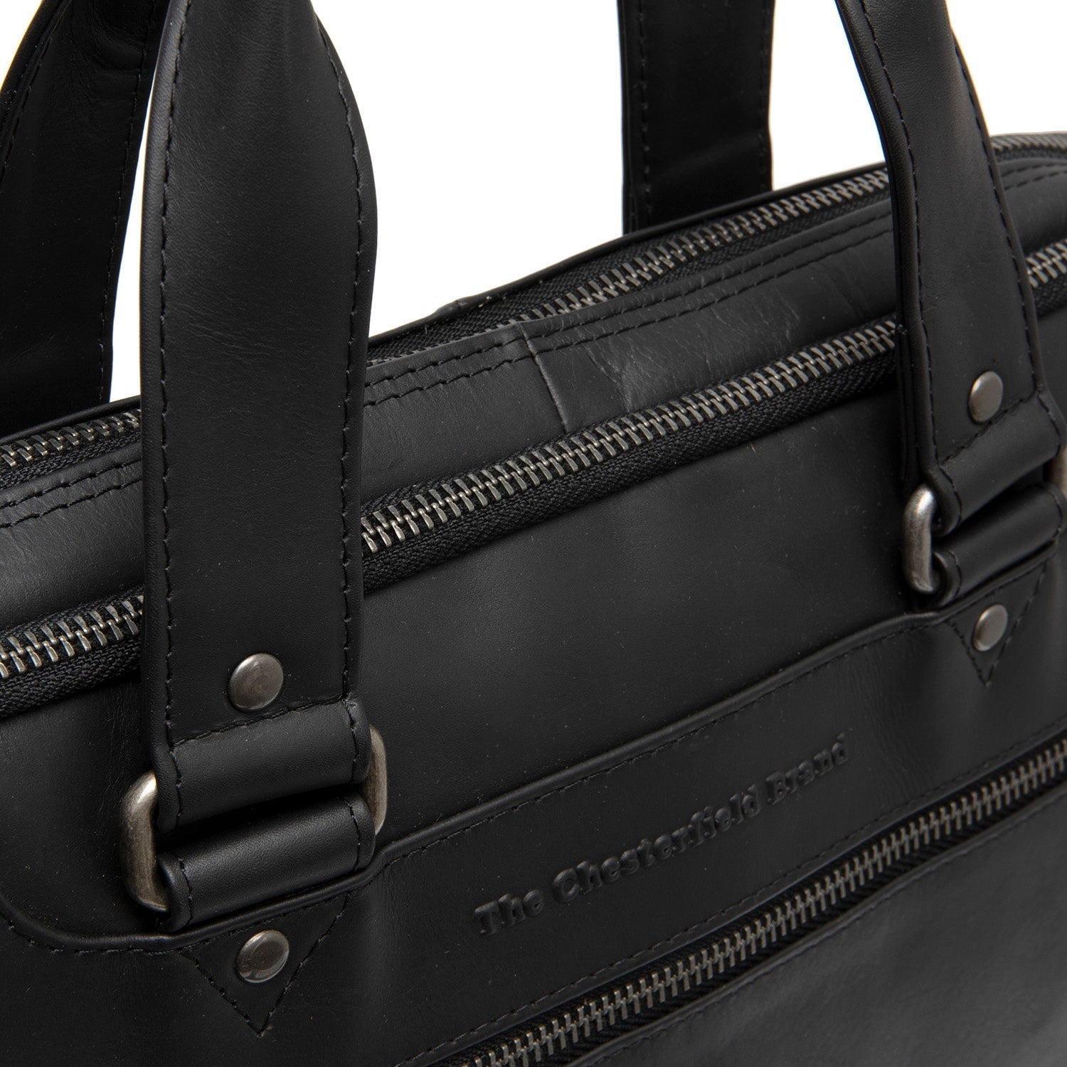 Black Leather Laptop Bag Montara, detail view 3
