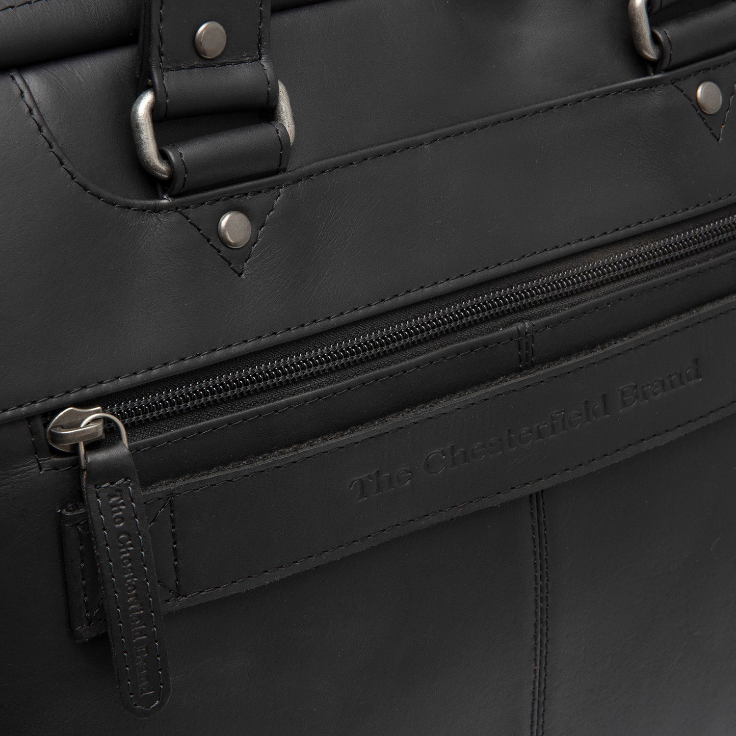Black Leather Laptop Bag Montara, detail view 4
