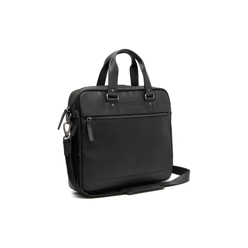 Black Leather Laptop Bag Montara, front view