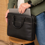 Black Leather Laptop Bag Montara, product view 2