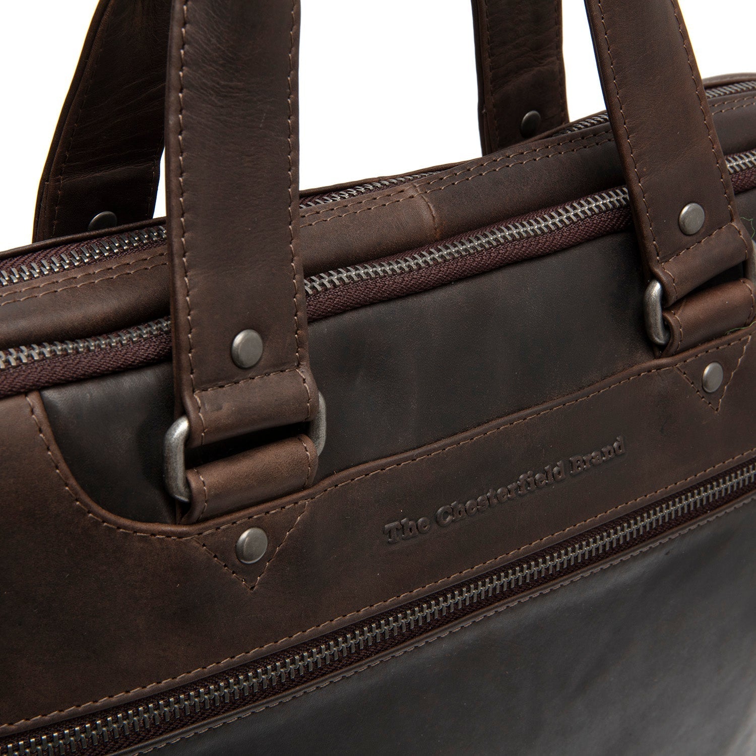 Brown Leather Laptop Bag Montara, detail view 3