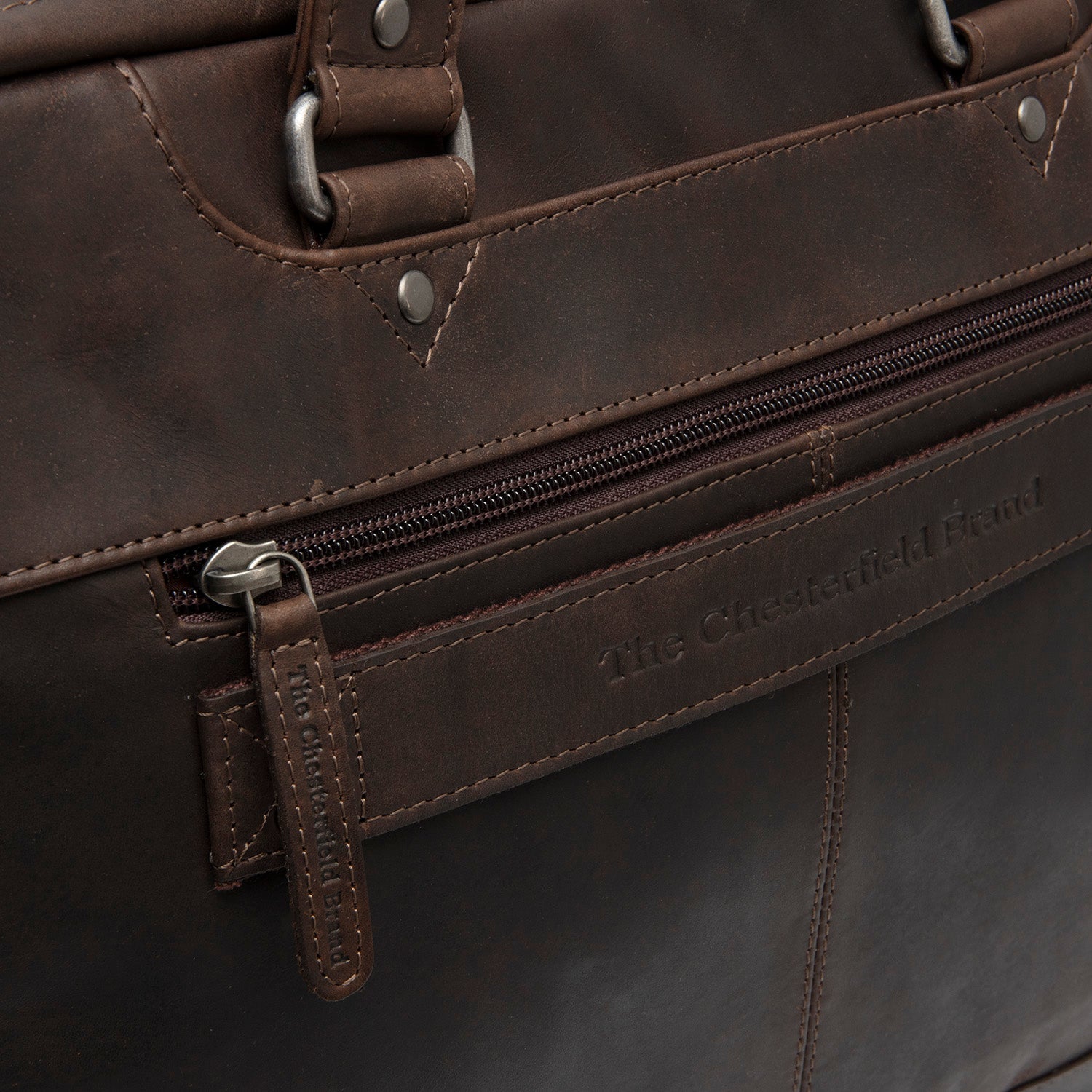 Brown Leather Laptop Bag Montara, detail view 4