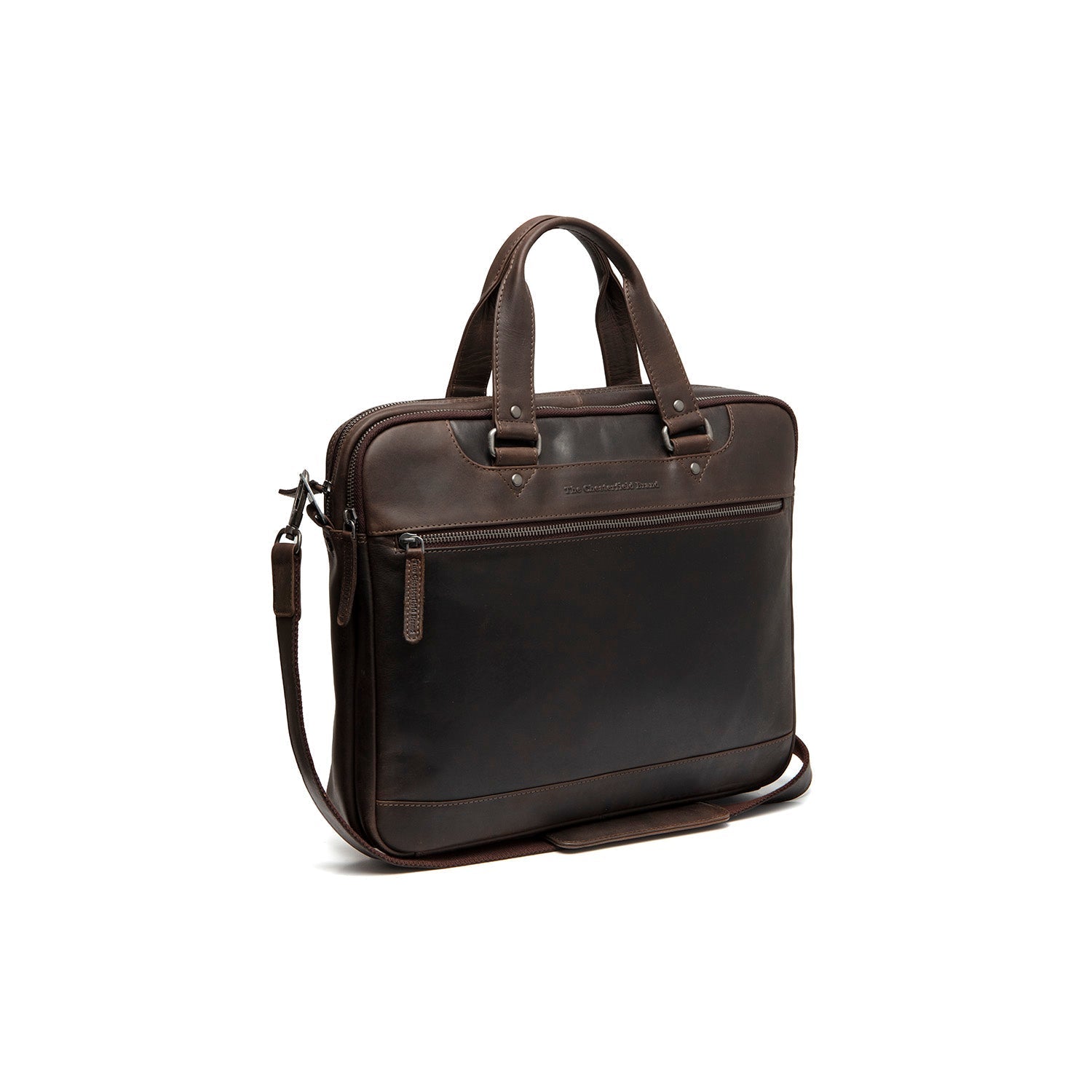 Brown Leather Laptop Bag Montara, front view