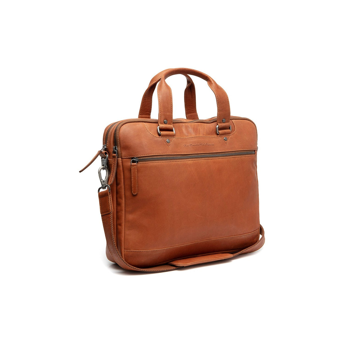 Cognac Leather Laptop Bag Montara, front view