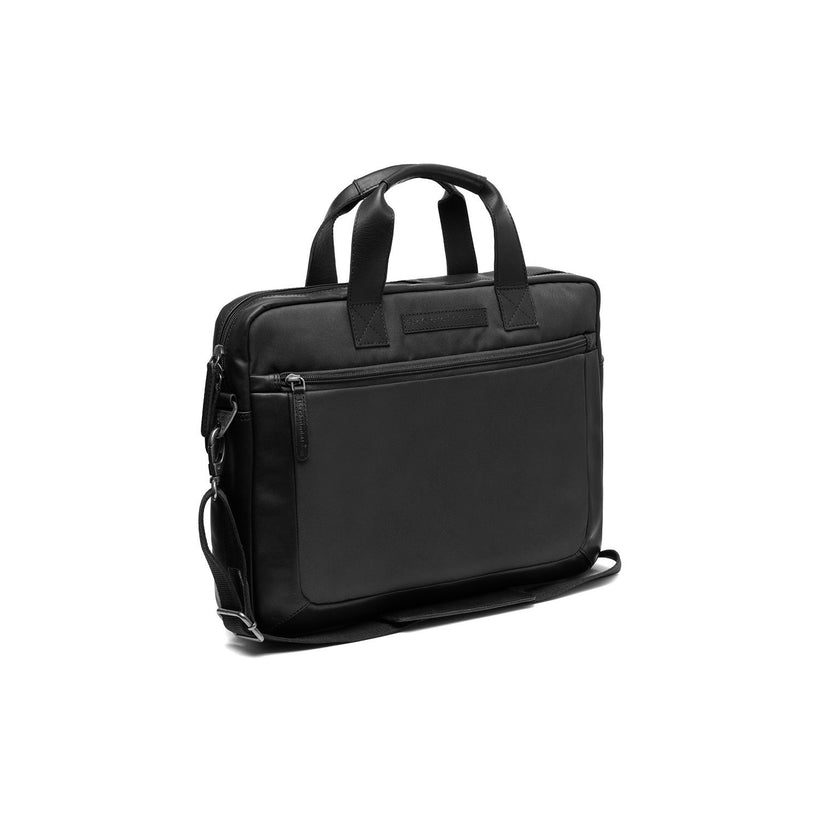 Black Leather Laptop Bag Narvik, front view