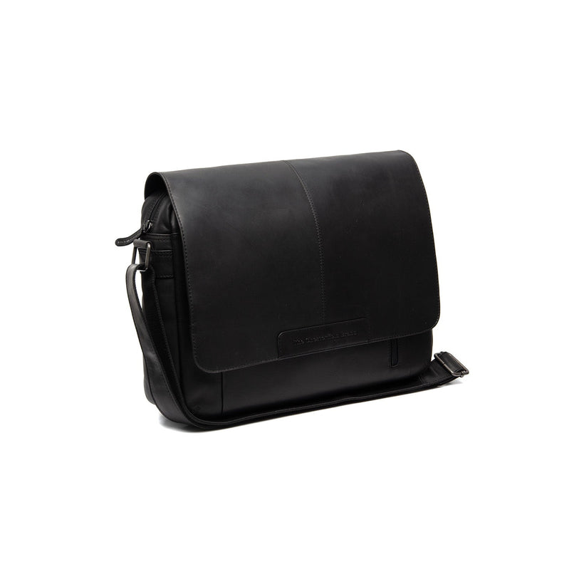 Black Leather Laptop Bag Richard, front view