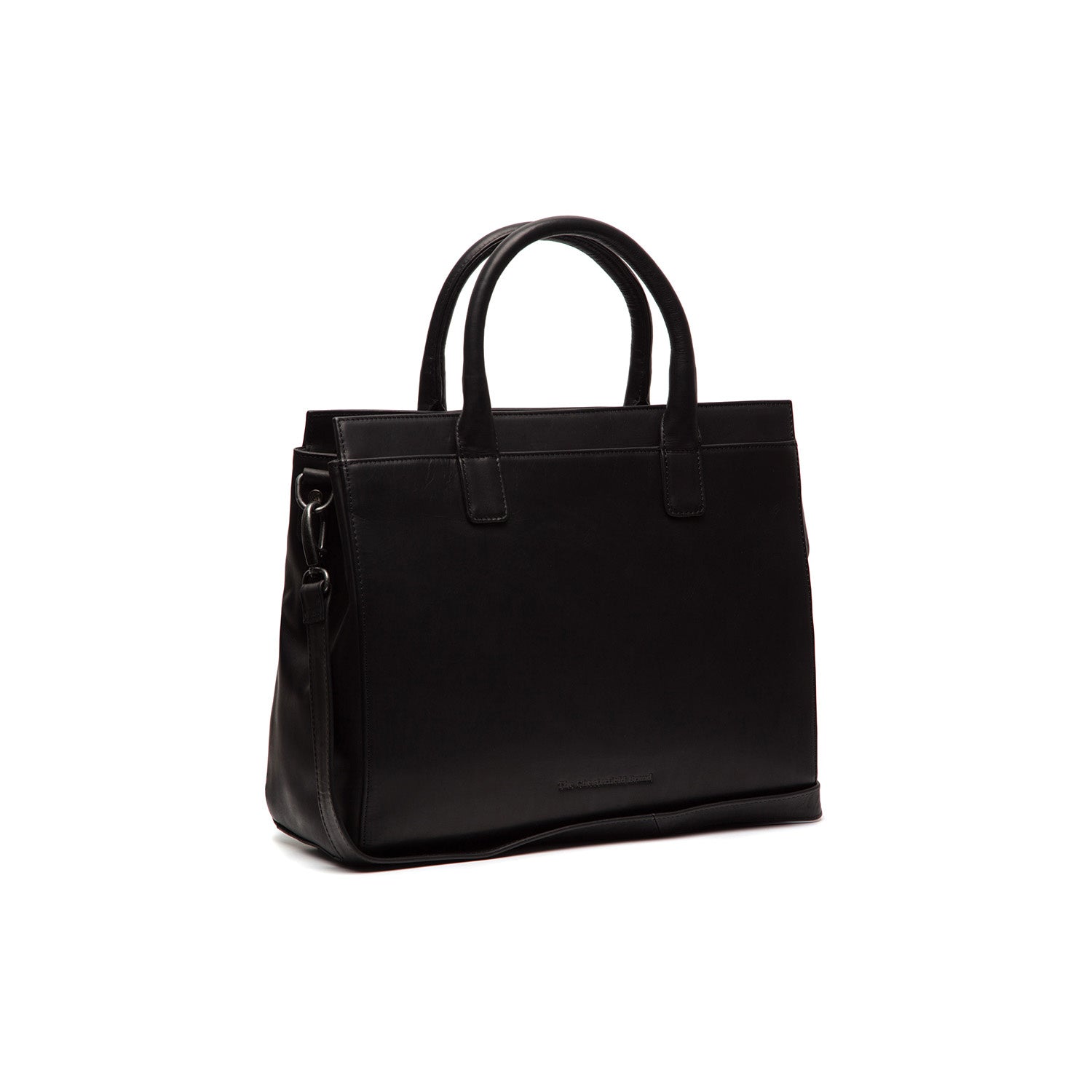 Black Leather Laptop Bag Rivera, front view