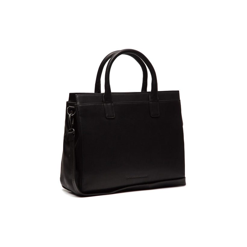 Black Leather Laptop Bag Rivera, front view