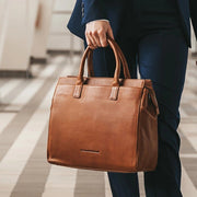 Cognac Leather Laptop Bag Rivera, product view 2