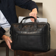 Black Leather Laptop Bag Ryan, product view 2