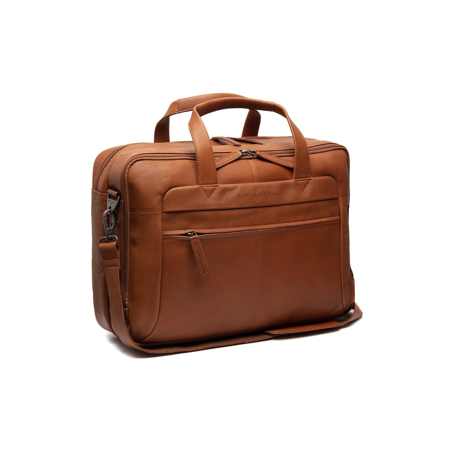 Cognac Leather Laptop Bag Ryan, front view