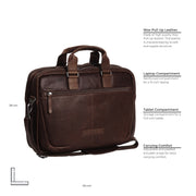 Brown Leather Laptop Bag Seth, detail view 6