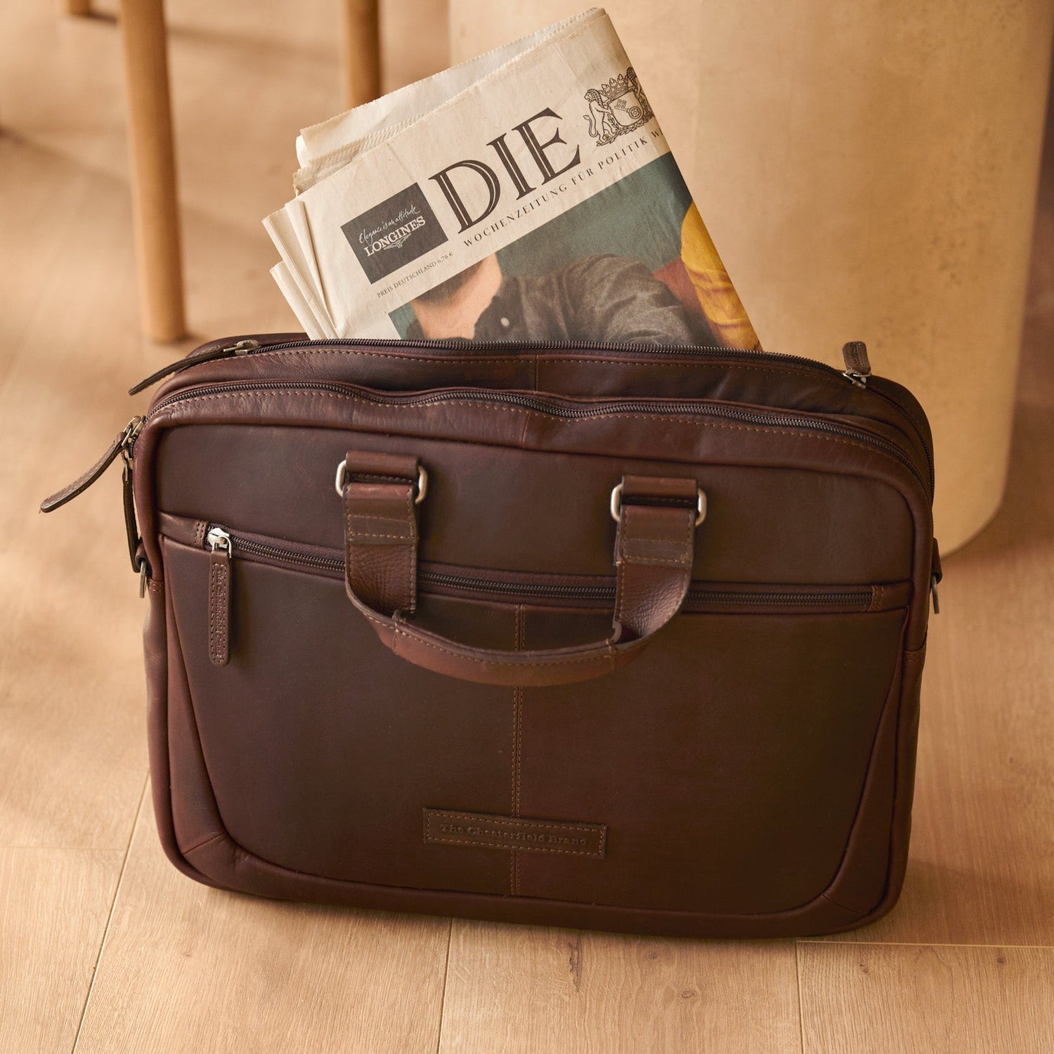 Brown Leather Laptop Bag Seth, product view 2