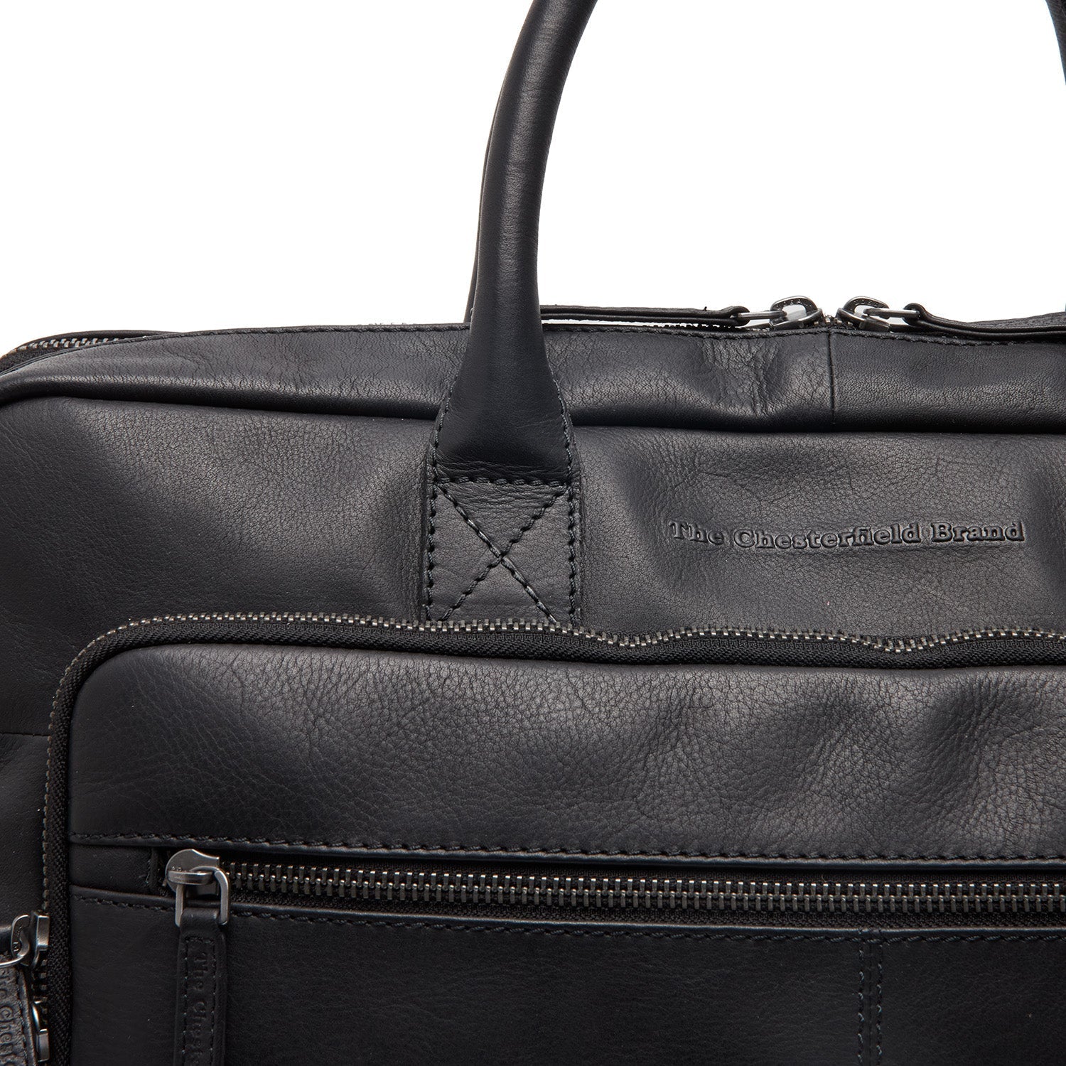 Black Leather Laptop Bag Tacama, detail view 3