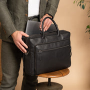 Black Leather Laptop Bag Tacama, product view 3