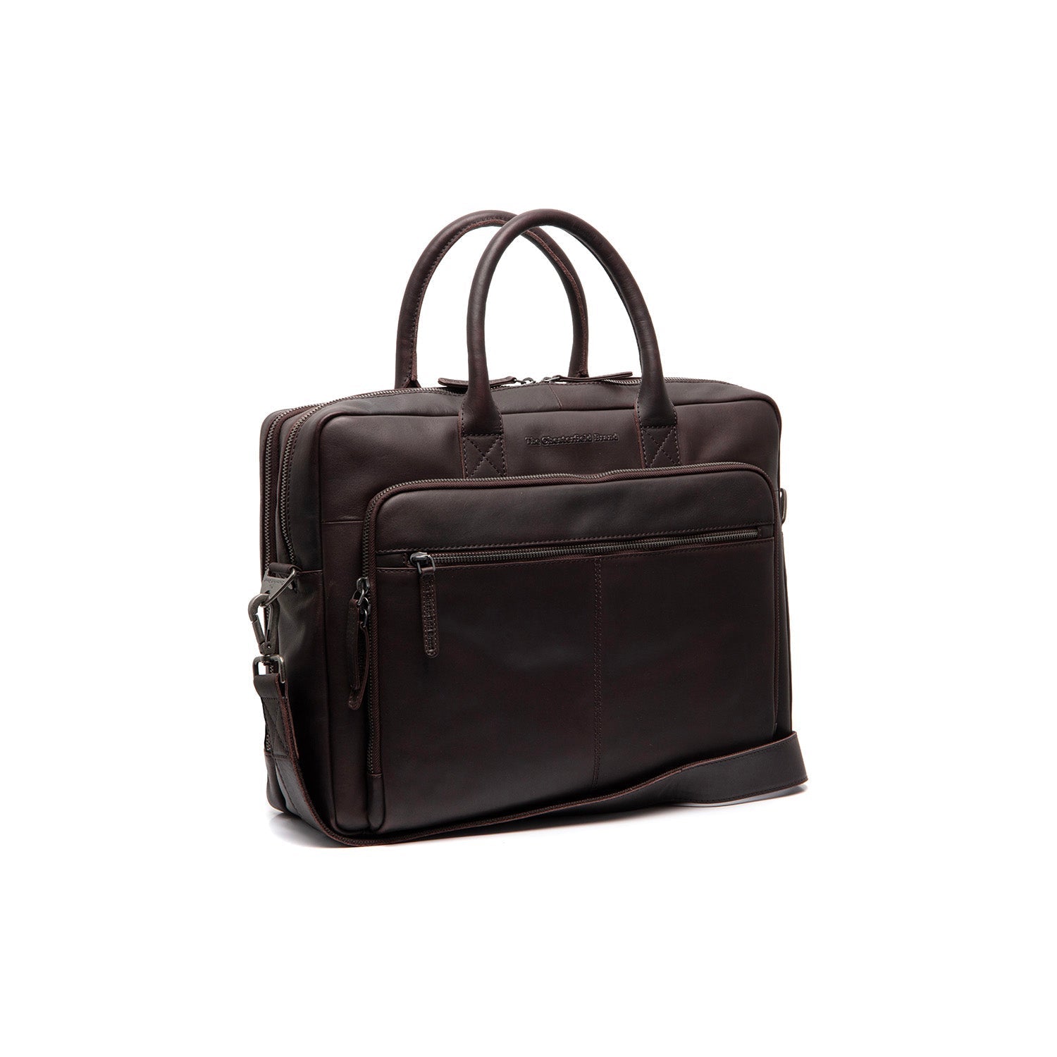 Brown Leather Laptop Bag Tacama, front view