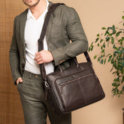 Brown Leather Laptop Bag Tacama, product view 3