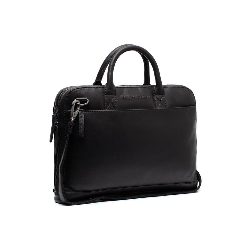 Black Leather Laptop Bag Tilbury, front view