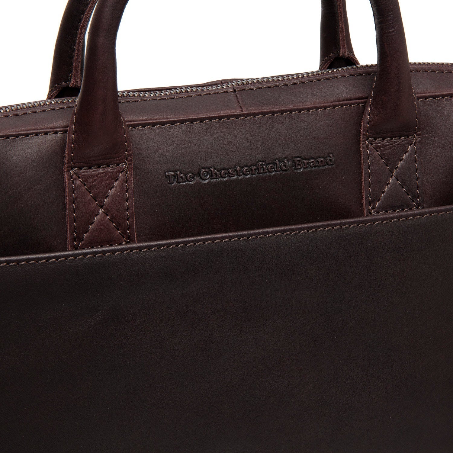 Brown Leather Laptop Bag Tilbury, detail view 3