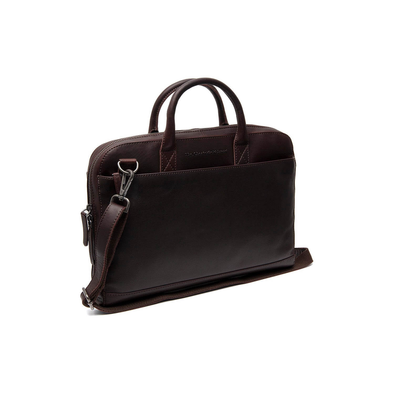 Brown Leather Laptop Bag Tilbury, front view