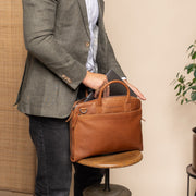 Cognac Leather Laptop Bag Tilbury, product view 3