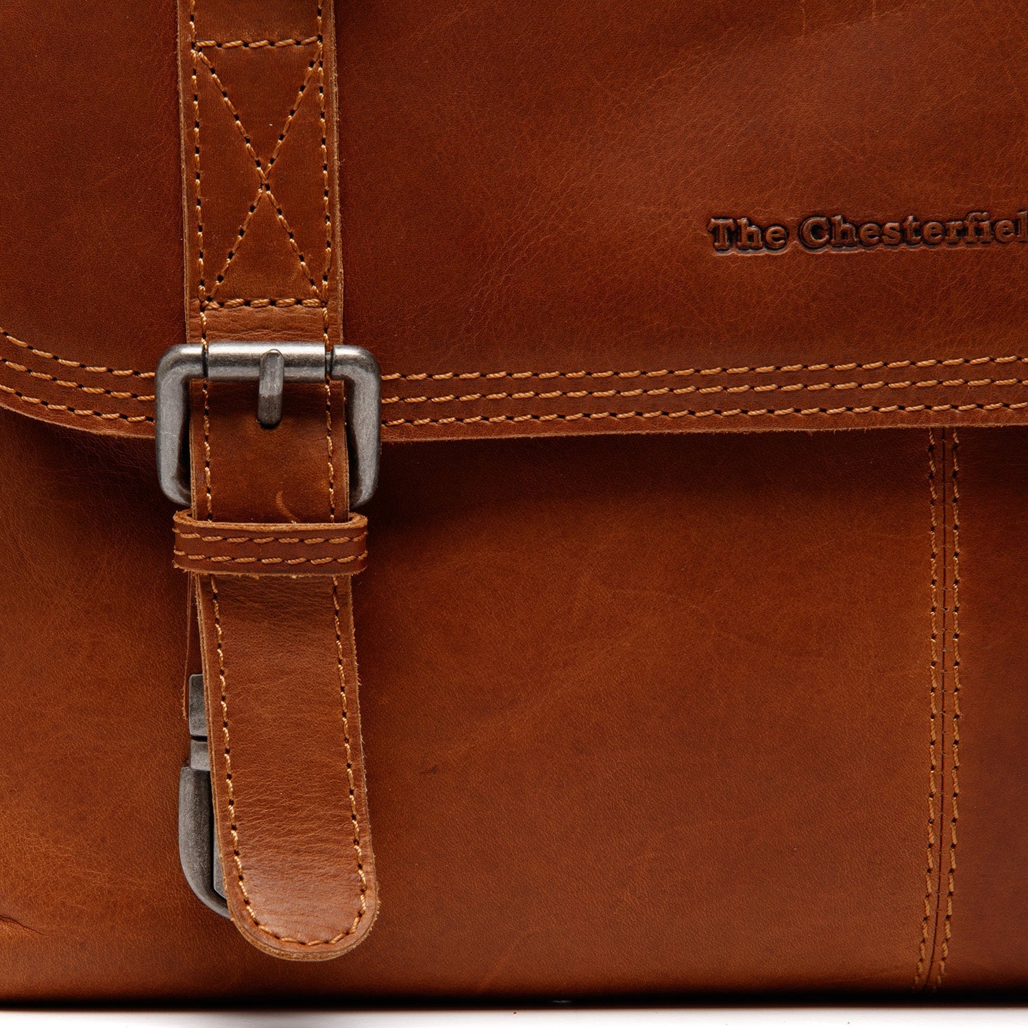 Cognac Leather Laptop Bag Veneto, detail view 1