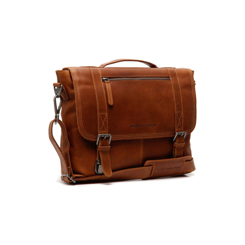 Cognac Leather Laptop Bag Veneto, front view