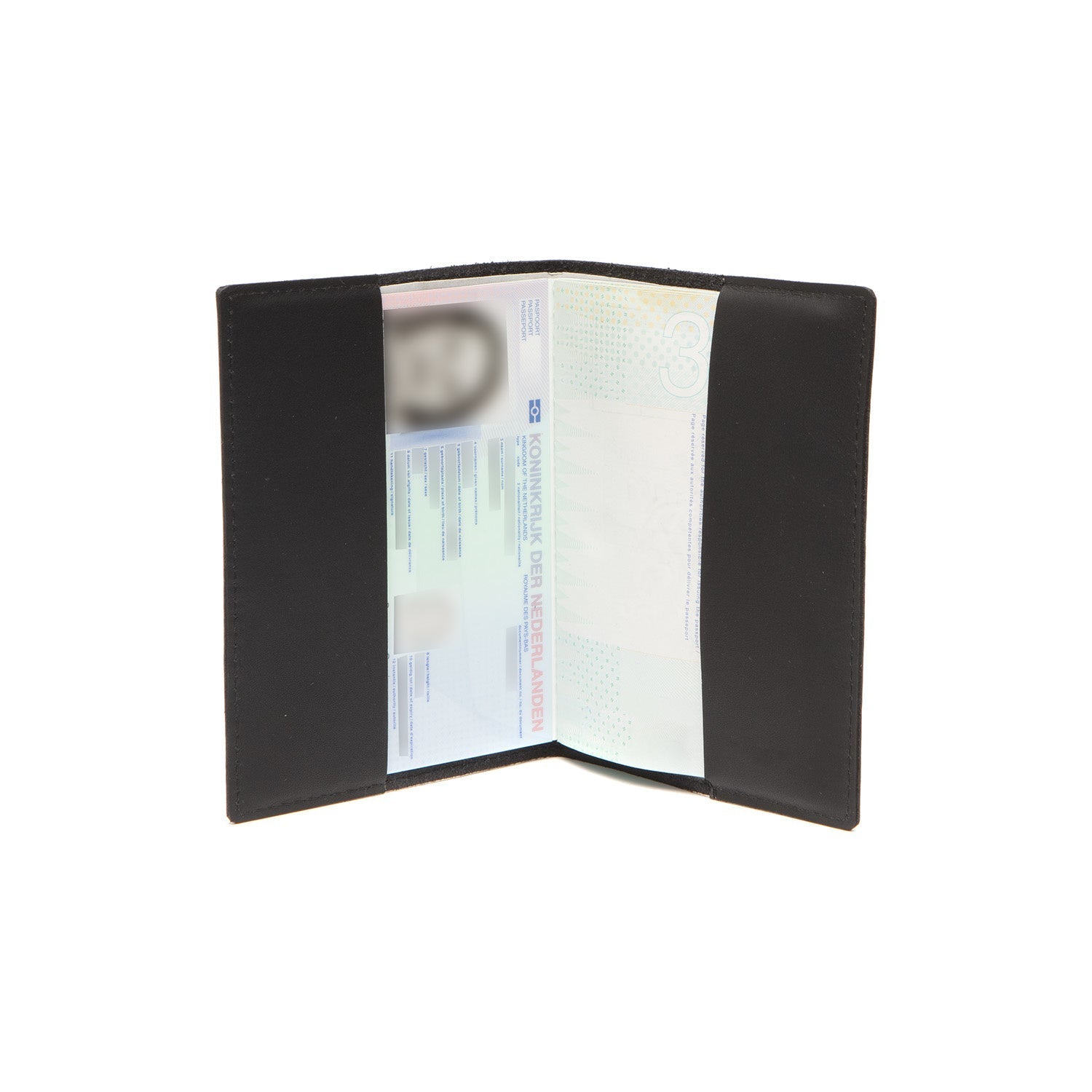 Black Leather Passport Case, detail view 3