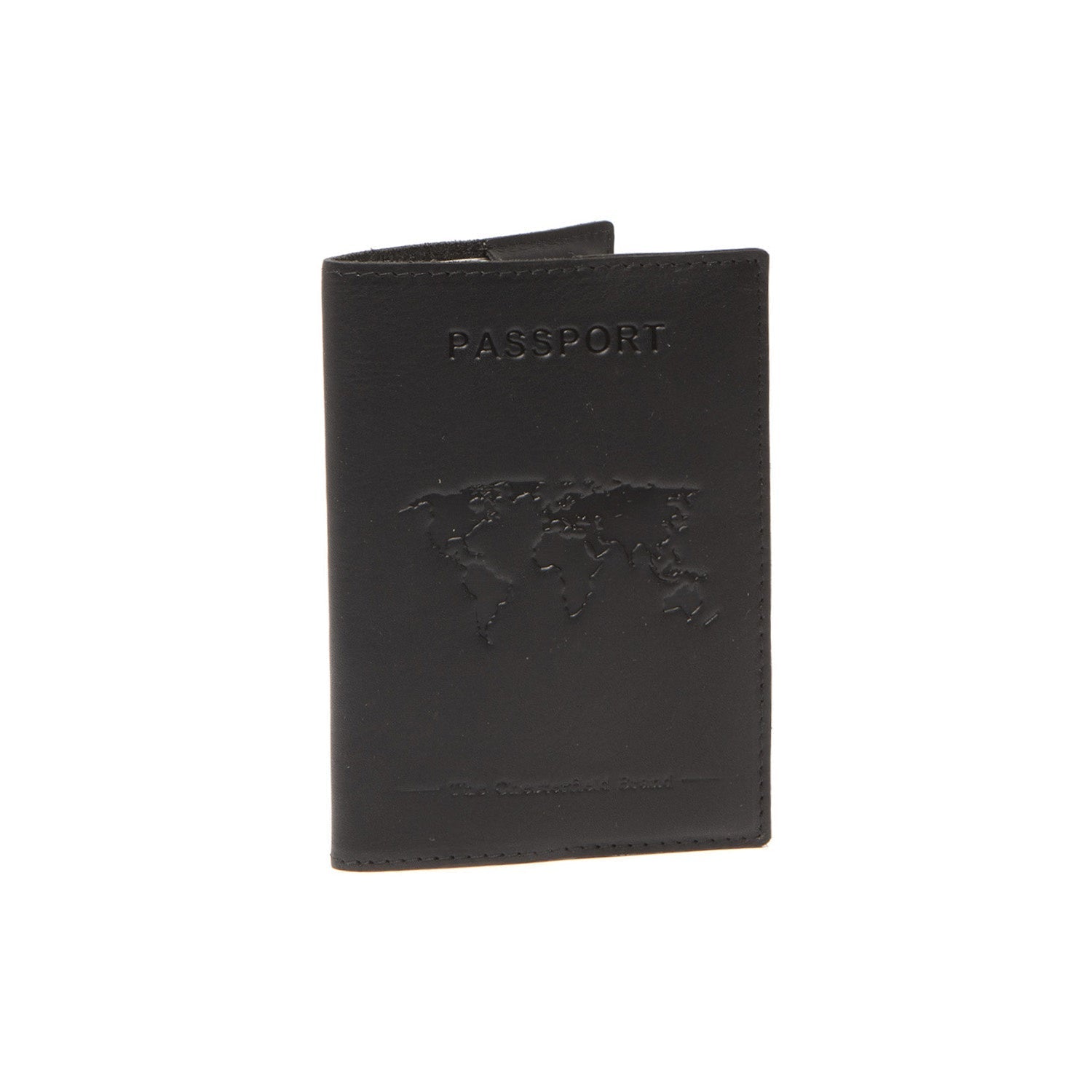 Black Leather Passport Case, front view