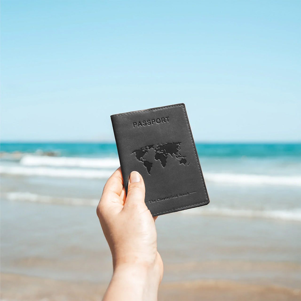 Black Leather Passport Case, product view 2