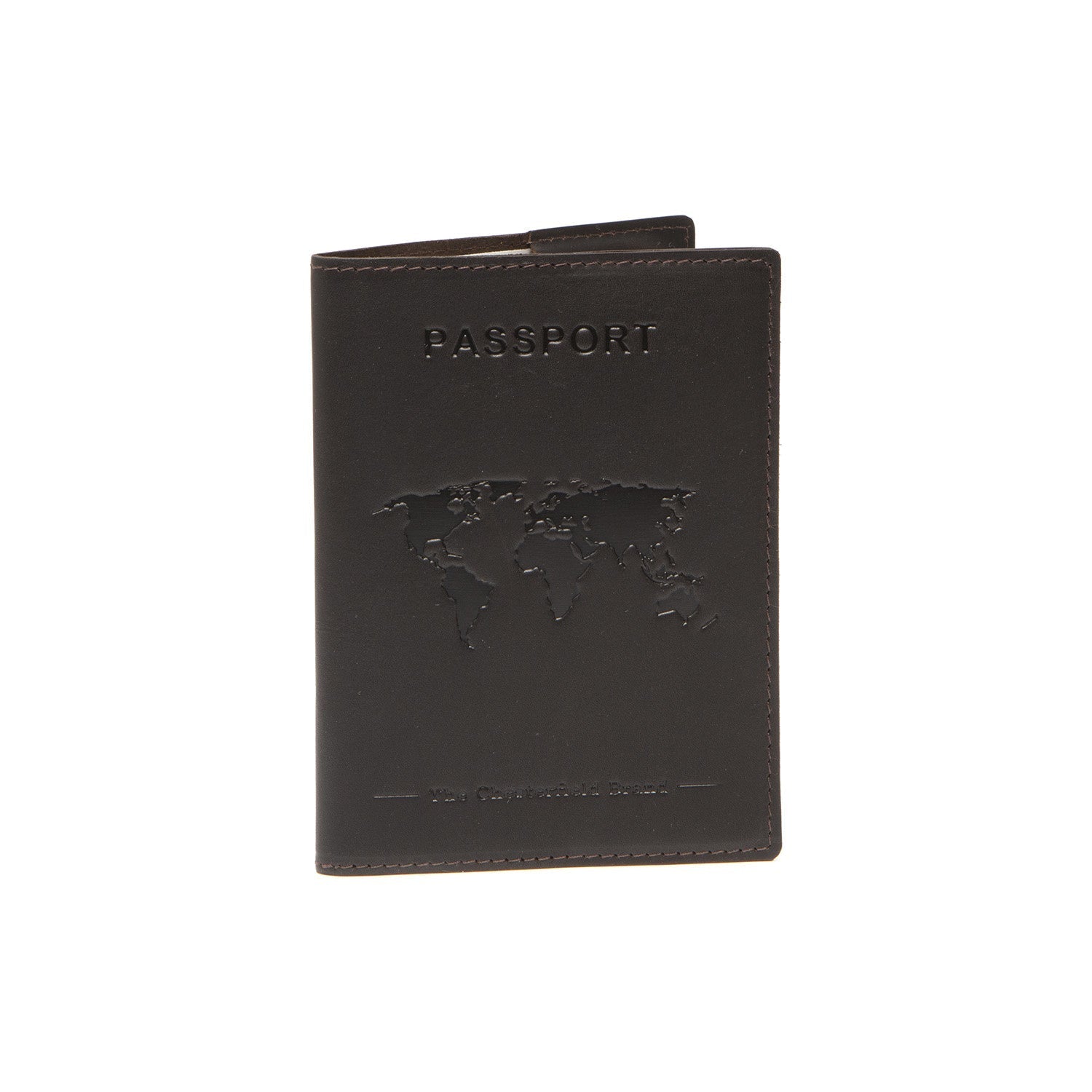 Brown Leather Passport Case, front view