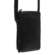 Black Leather Phone Bag Alesund, front view