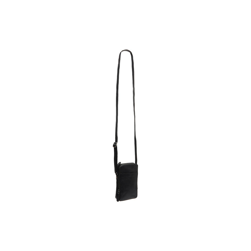Black Leather Phone Bag Alesund, front view