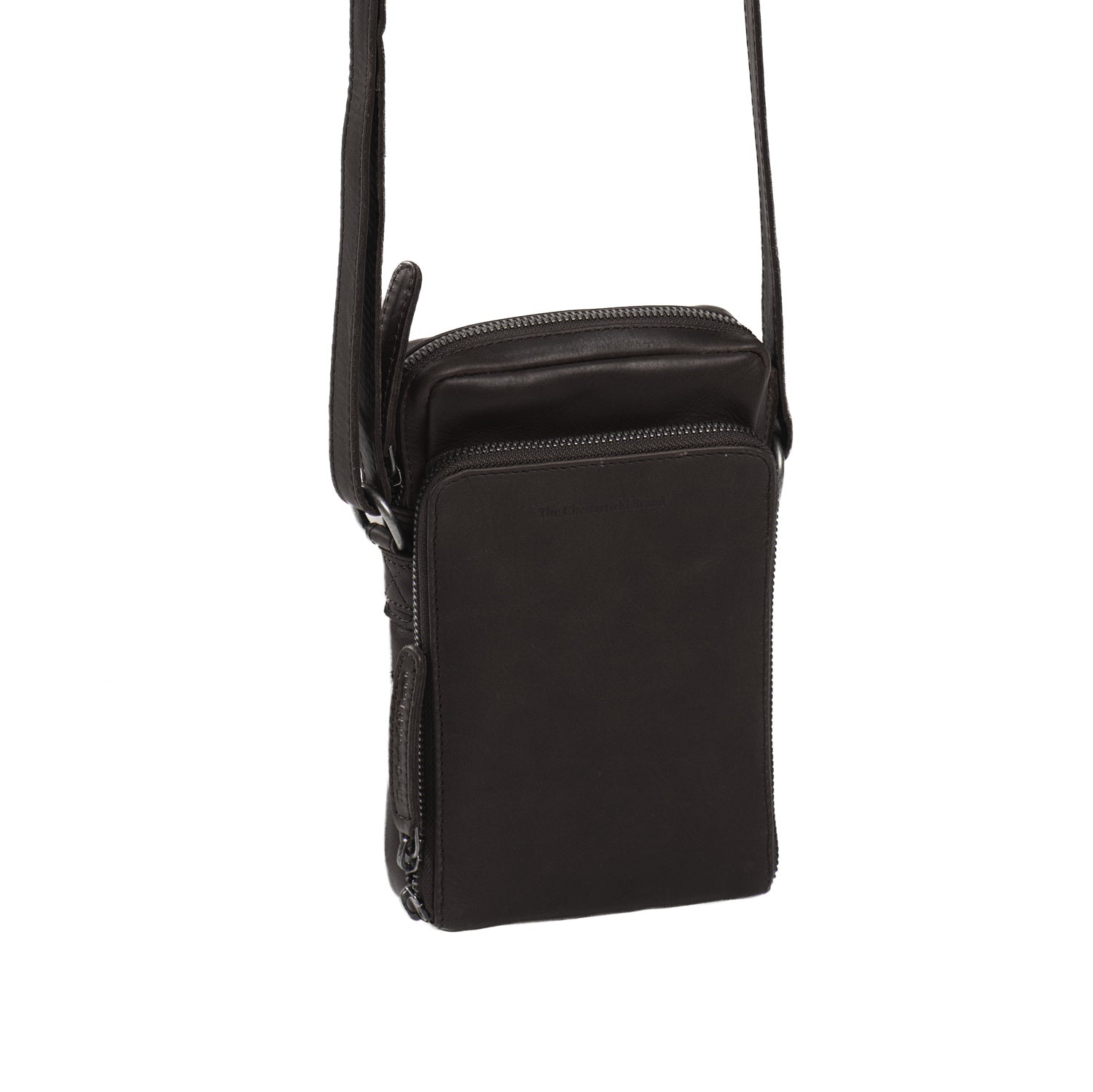 Brown Leather Phone Bag Hamilton, front view