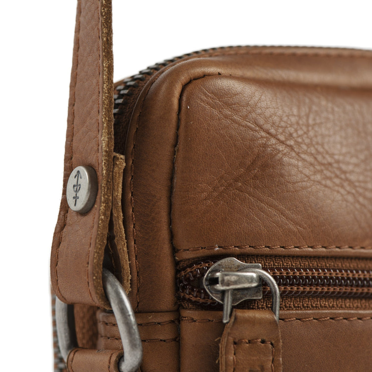 Cognac Leather Phone Bag Hamilton, detail view 6