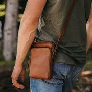 Cognac Leather Phone Bag Hamilton, product view 3
