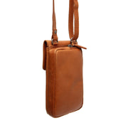 Cognac Leather Phone Bag Langley, detail view 6