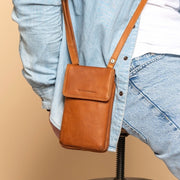 Cognac Leather Phone Bag Langley, product view 2