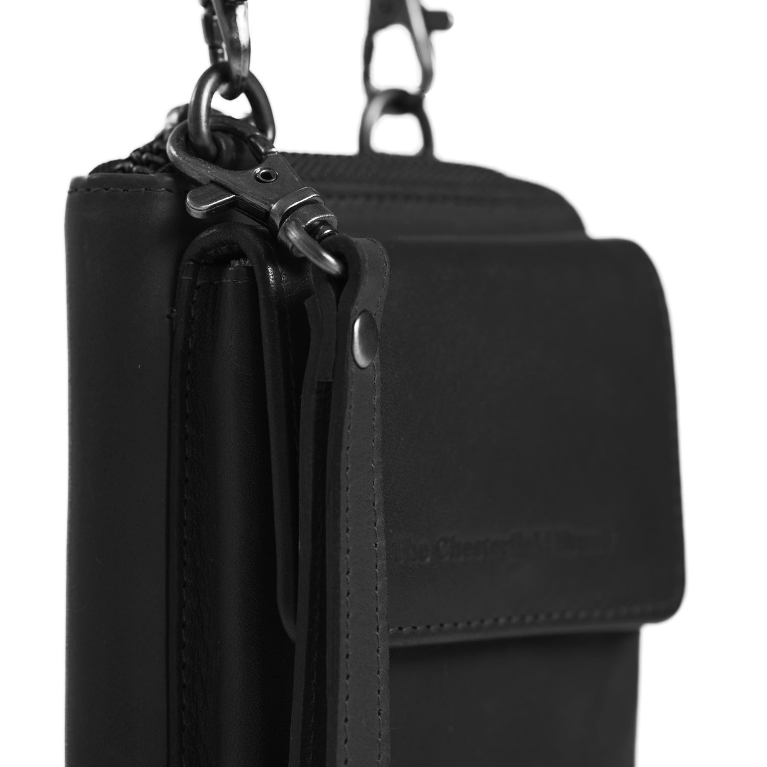 Black Leather Phone Bag Malaga, detail view 1