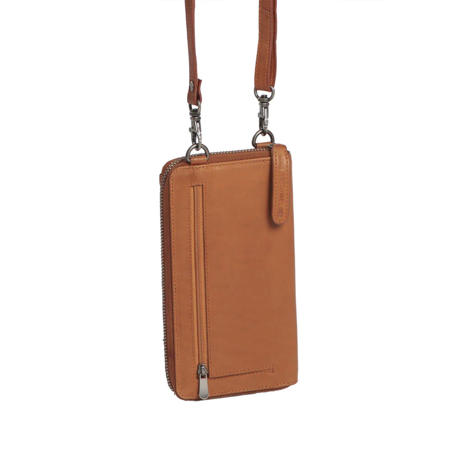 Cognac Leather Phone Bag Malaga, detail view 6
