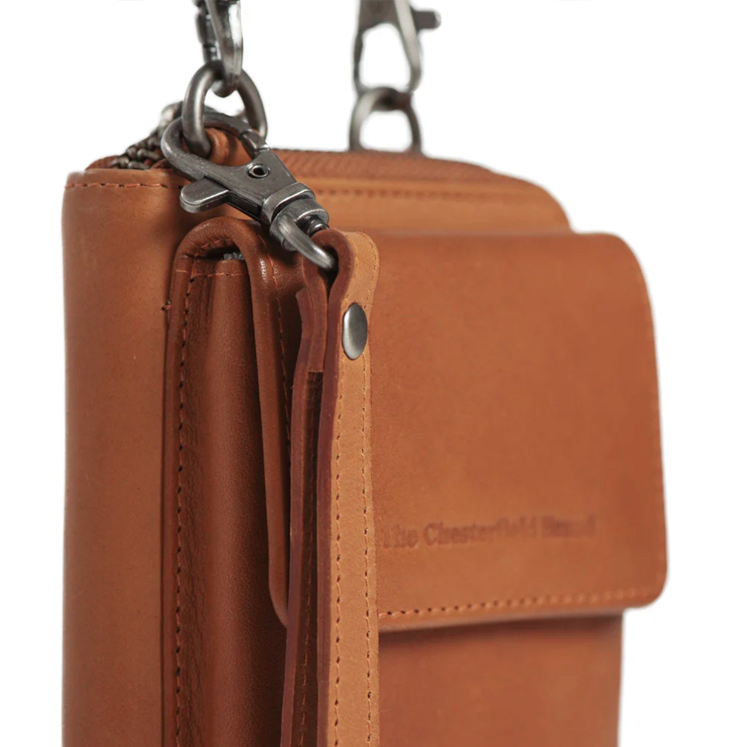 Cognac Leather Phone Bag Malaga, detail view 7