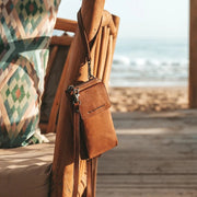 Cognac Leather Phone Bag Malaga, product view 3