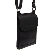 Black Leather Phone Bag Nebra, front view