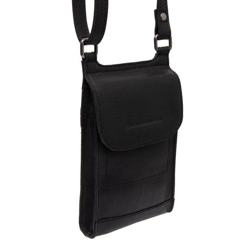 Black Leather Phone Bag Nebra, front view