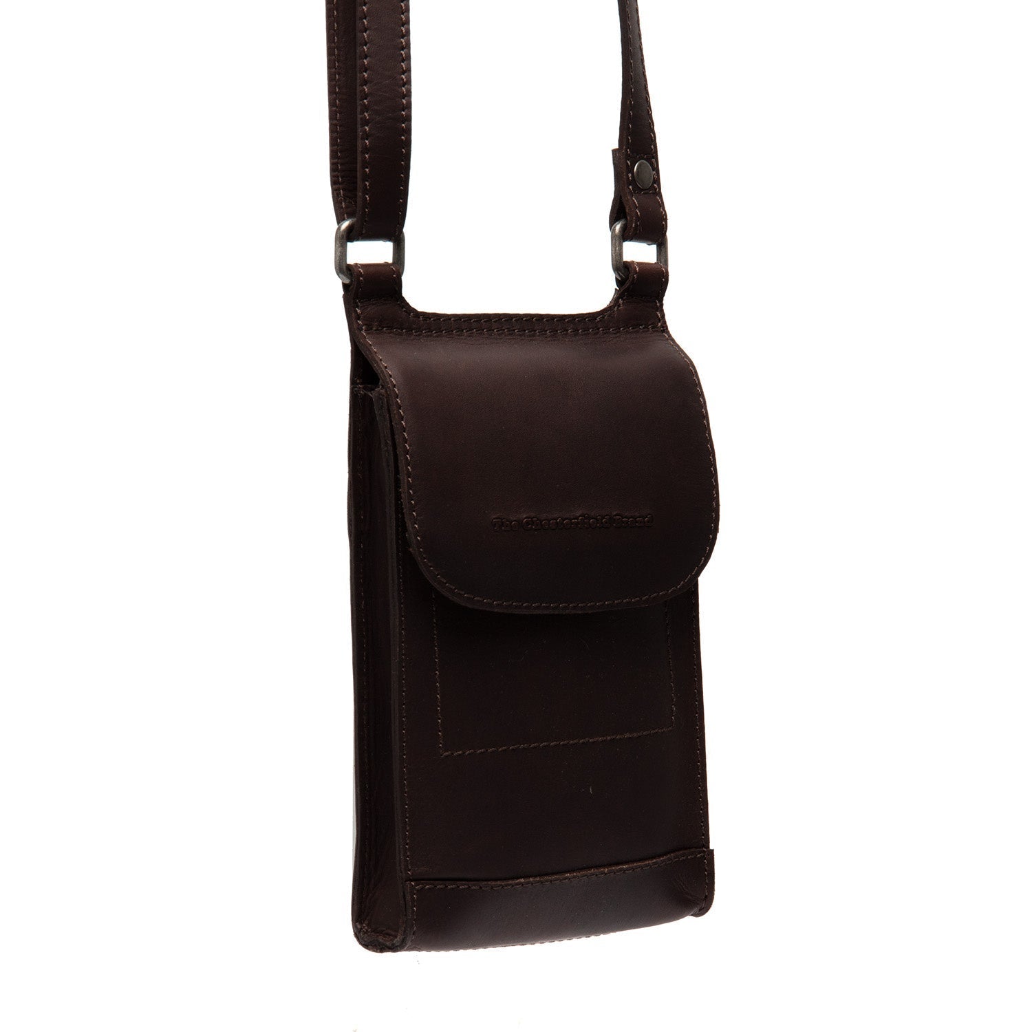 Brown Leather Phone Bag Nebra, front view