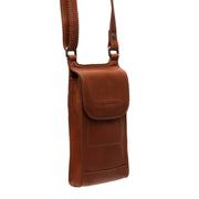 Cognac Leather Phone Bag Nebra, front view